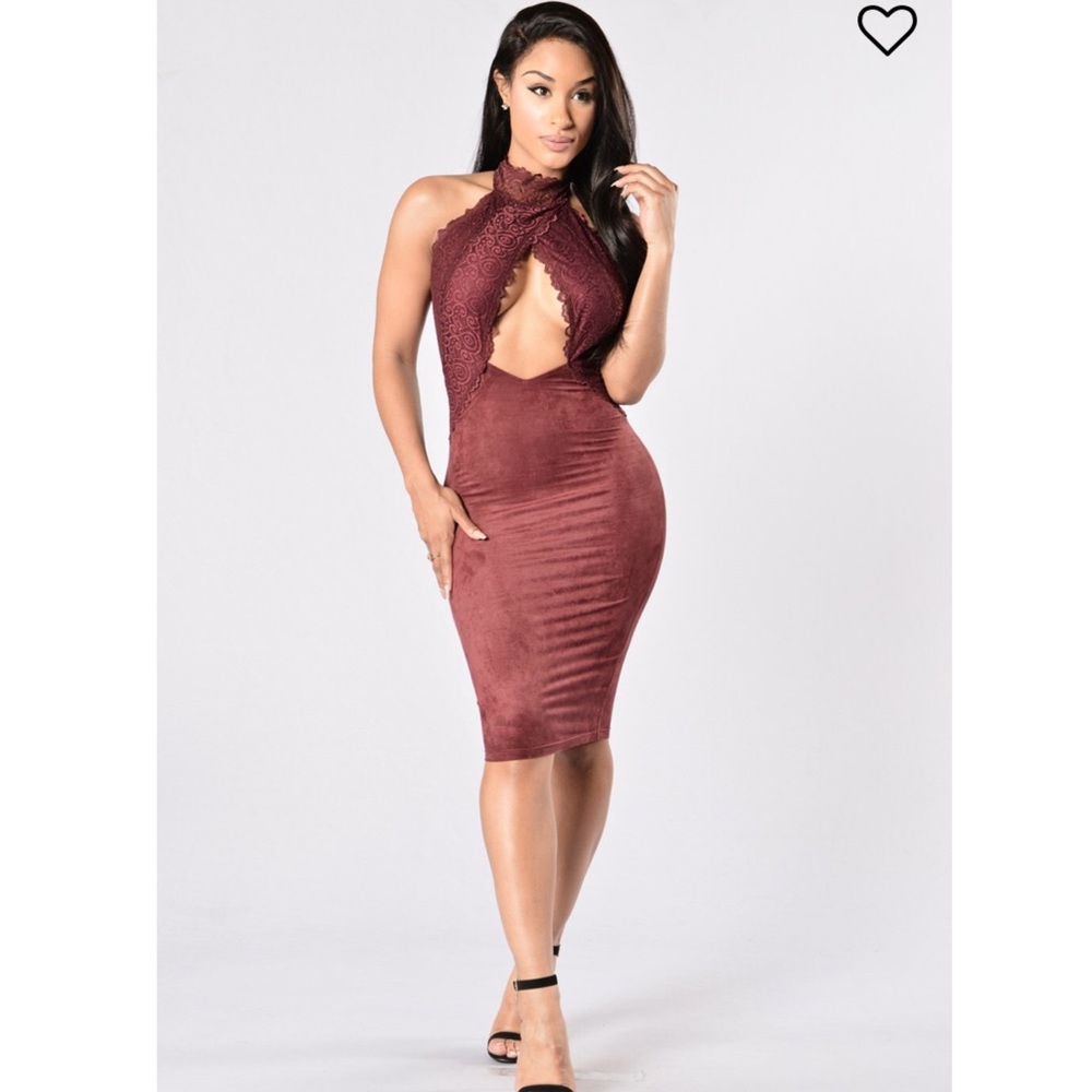 FashionNova Lover’s Lace Dress in Burgundy ❤️